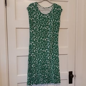 Green floral fit n flare boden dress